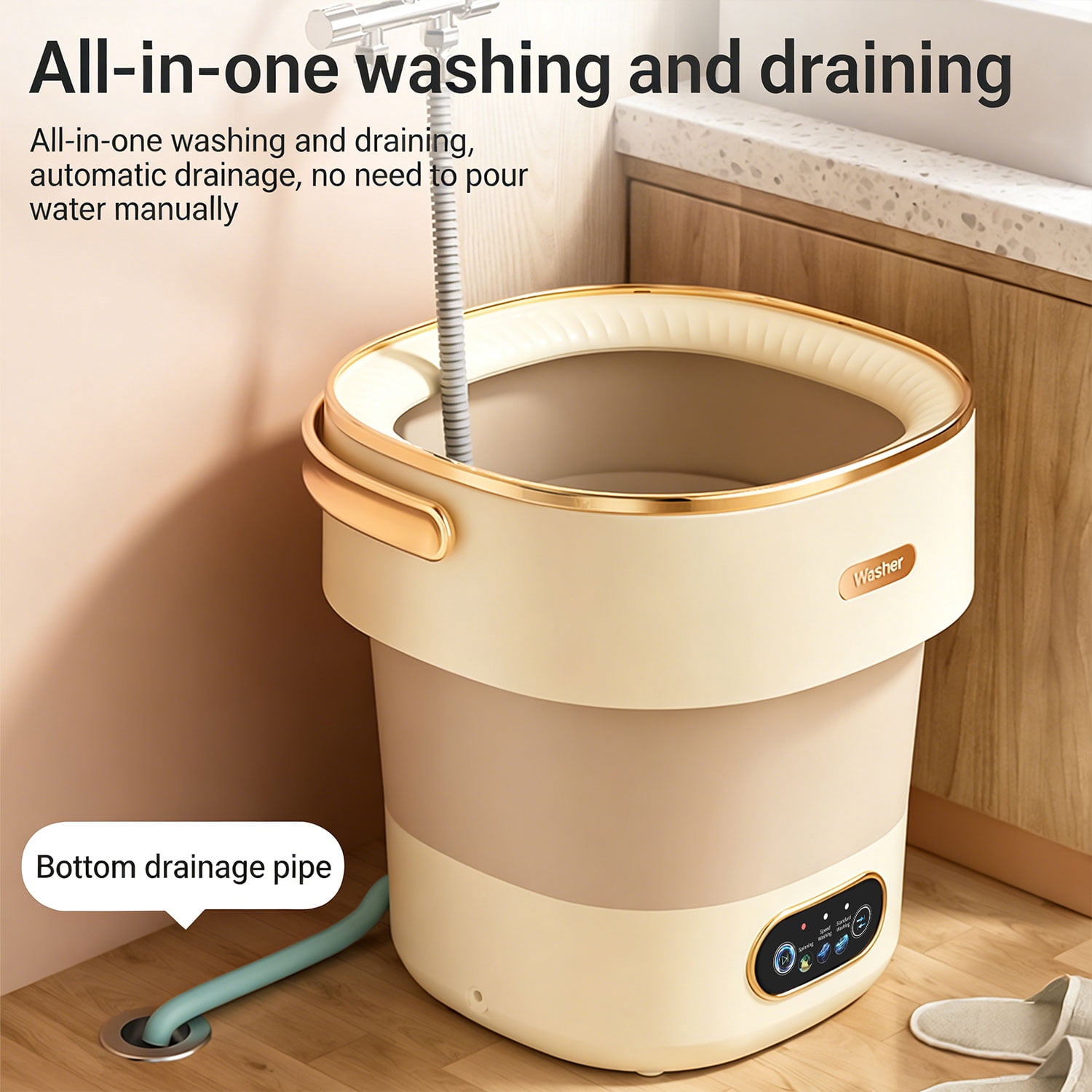Neliangia Portable Washing Machine – Foldable Mini Washing Machine 17L Compact Washer with Spin Dryer, Lightweight Design for Apartments, Dorms, Travel, RV – Ideal for Underwear, Baby Clothes, Socks