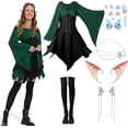 thumbnail image 1 of YANSION 6 Pzas Disfraz de Mujer Elf Vestido Medieval Renacentista Tradicional Disfraz de Hada Irlandesa Oreja de Elf para Halloween Cosplay, 1 of 7