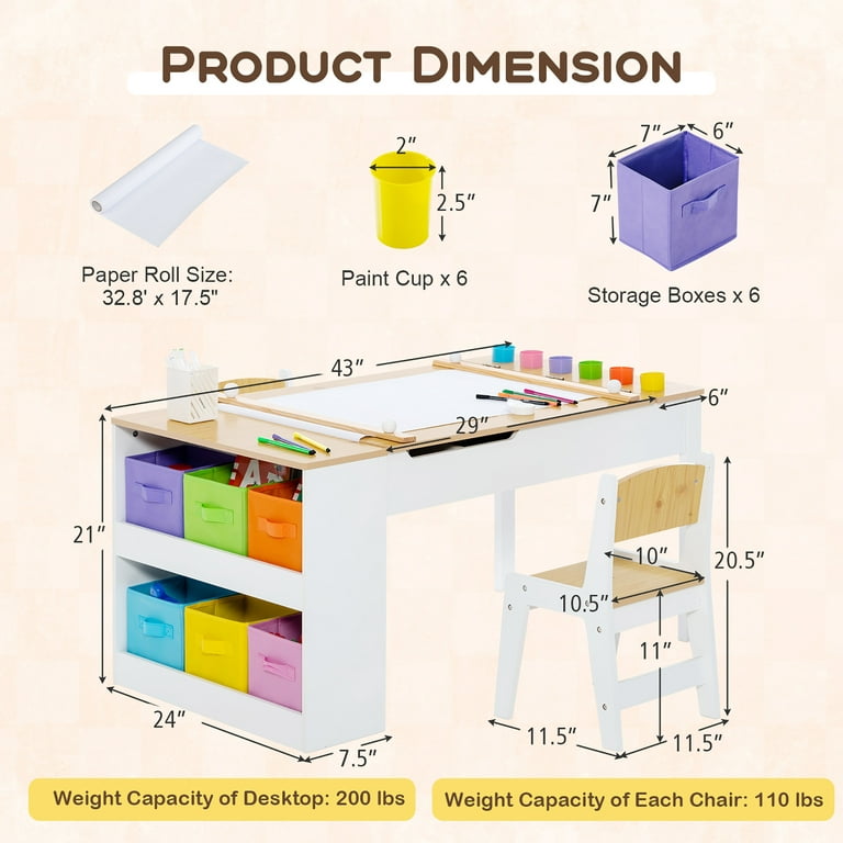 Kids Drawing Desk with a DIY Paper Roll Holder