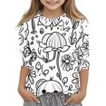 thumbnail image 2 of GaThRRgYP Off the Shoulder Tops for Women,Womens Summer Tops Loose Fit,Children's Graffiti Printed Sleeve Round Neck Children's Top Hoodie White#4 11 Years, 2 of 5