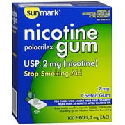 Sunmark Cool Mint Nicotine Polacrilex Gum USP, 2 mg, 100 Count