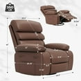 thumbnail image 6 of Gelloan 360°Swivel Rocker Recliner Chairs with Massage, Heat for Adults,Leather Fabric Oversized Sofa Chair,Brown, 6 of 9