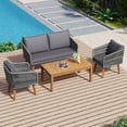 thumbnail image 4 of Harper & Bright Designs Outdoor Patio Conversation Set Wicker 4 Pieces Patio Furniture Set with Rattan Chair Loveseats Coffee Table for Garden Backyard Porch Poolside Balcony, Grey, 4 of 16