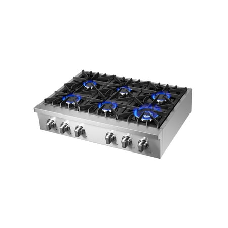 Forno Appliances - Cossato 36" Built-In Gas Cooktop with 6 Sealed Burners and LP Conversion Kit