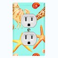 thumbnail image 1 of Metal Light Switch Wall Plate Outlet Cover (Colorful Ocean Crab Star Fish Sea Shell Teal - Single Duplex), 1 of 2