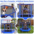thumbnail image 6 of 60" Mini Trampoline for Kids with Basketball Hoop, Indoor/Outdoor Toddler Trampoline with Safety Enclosure, Segmart Kids Trampoline with Adjustable Gymnastics Bars, Swing, Ring, Ocean Balls, 6 of 9