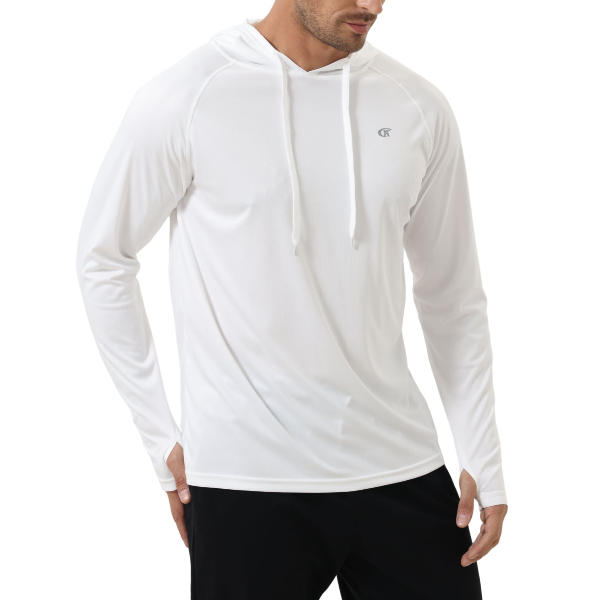 Satankud Men's UPF 50+ Long Sleeve Sunscreen Hoodie UV Sun Protection Hoodie with Thumbholes for