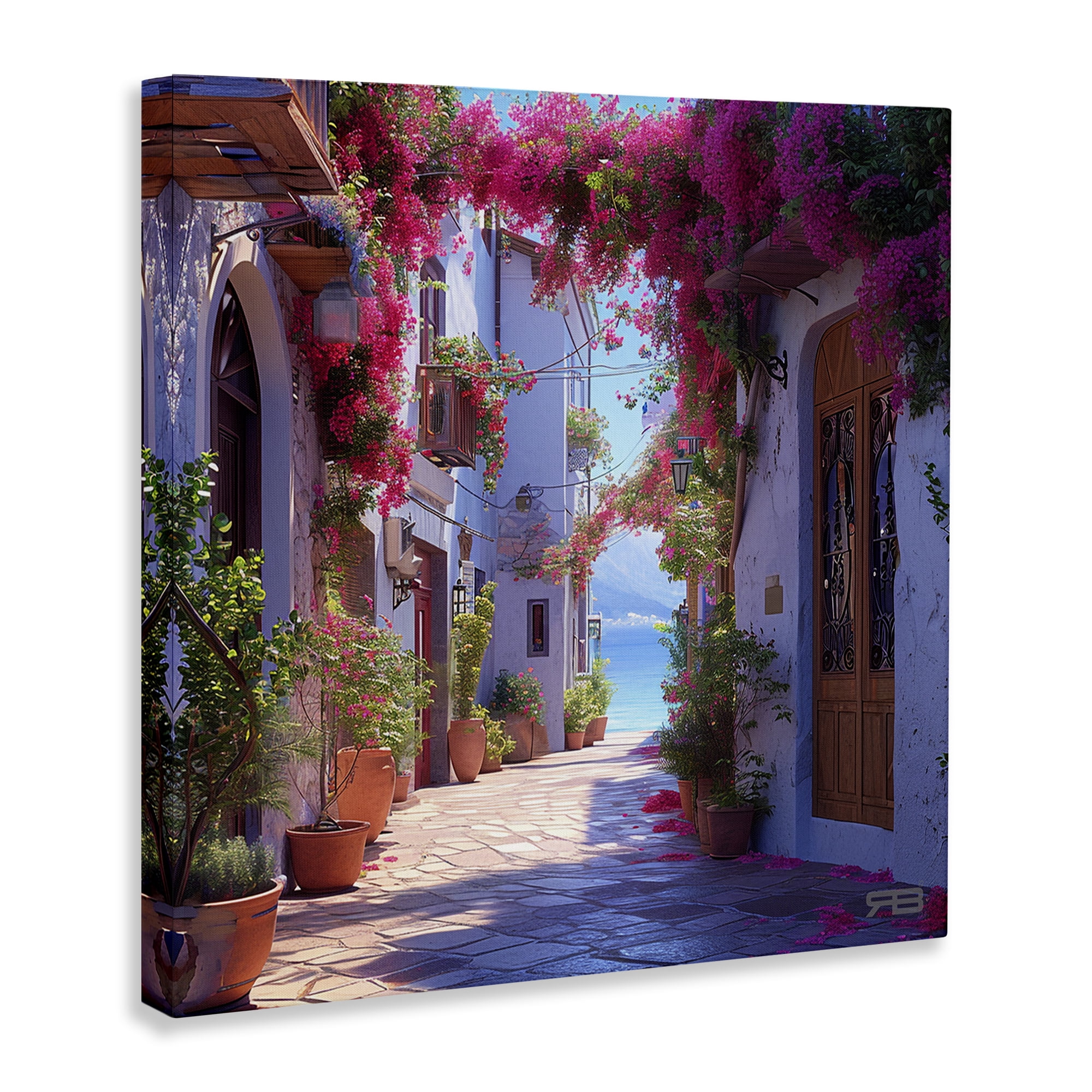 Stupell Industries Cobblestone Lane in Town Buildings & Architecture Painting Wrapped Canvas Art Print Wall Art, 17 x 17