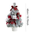 thumbnail image 3 of 15.7 Inch Mini Tabletop Christmas Tree with Ornaments, Snow Flocked Artificial Christmas Tree with Cowbells Berries Velvet Bow Pine Cones, Desktop Holiday Decor for Home Office, 3 of 5