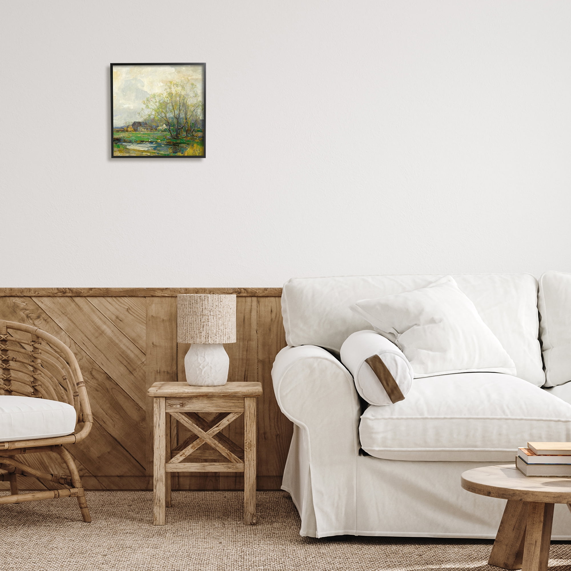 Stupell Industries Tranquil Countryside Marsh Distant Farm Land Trees Framed Wall Art, 12 x 12, Design by Alpenglow Workshop