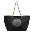 thumbnail image 1 of Bolsa Tote Marca Tory  Burch color negro con asa dorada, bolsa interna con cremallera, 1 of 5