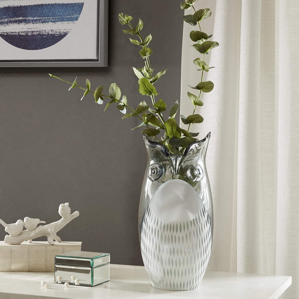 Home Essence Owly Hand Blown Glass Owl Vase