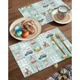 thumbnail image 2 of Easter Placemats Set of 4, Bunny Gnome Truck Plaid Placemat for Dining Table Decorations, Easter Eggs Place Mats, Spring Table Mats for Kitchen Dinner Seasonal Holiday Party Decor, 2 of 6