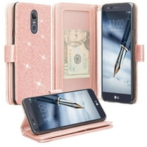 LG Stylo 5 / Stylo 5 Plus Case Leather Wallet Case Kickstand - Glitter Rose Gold