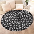 thumbnail image 4 of Black Christmas Snowflake Pattern Round Blanket,Comfortable Soft Flannel Throw Blanket,All Season,Warm Lightweight Blankets for Sofa Bed Couch Living Room Chair 47"x47", 4 of 5