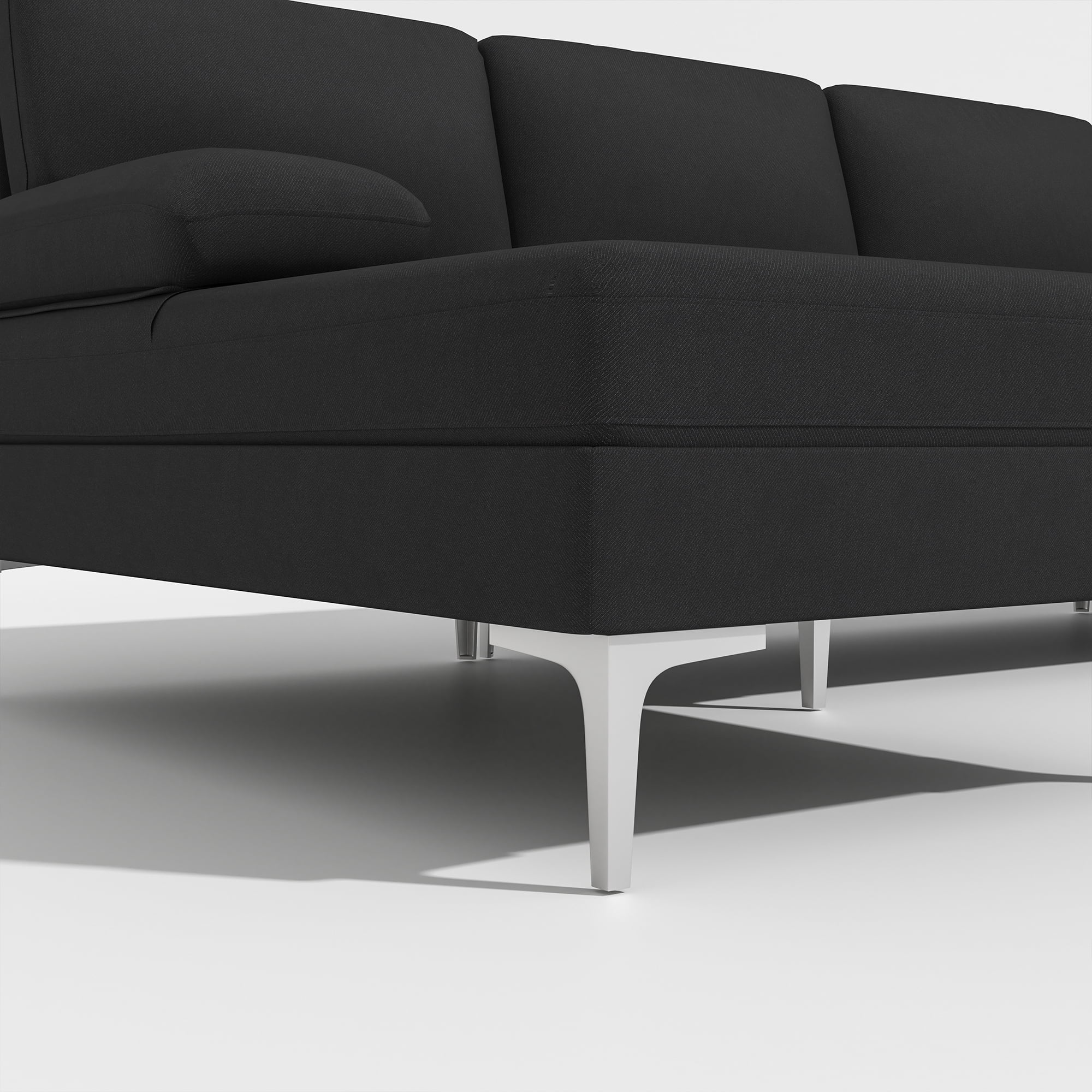Kadyn U-Shaped Fabric with Two Imperial Concubine Iron Feet 4 Seats Indoor Modular Sofa, Sofa Couch for Living Room, Black