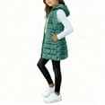 thumbnail image 5 of PINQI Teen Girls Long Hooded Puffer Vest Quilted Lightweight Oversized Zip up Sleeveless Jackets Youth Kids down Coats, 5 of 7
