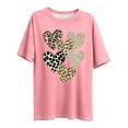 thumbnail image 4 of Staron Plus Size T-Shirts for Women Casual Heart Print Round Neck Short Sleeve Loose Comfy Spring Summer Basic Tee, Pink XXL, 4 of 4