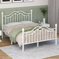 thumbnail image 3 of E-Ser Full Size Metal Platform Bed Frame,Modern Headboard And Footboard,Adequate Under Bed Storage,No Box Spring Needed,White, 3 of 9