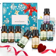 Skymore Essential Set Therapeutic Grade，8 x 10 ml ,for Aroma Diffuser, Lemongrass, Lavender, Tea Tree, Eucalyptus, Orange, Mint, Frankincense and Rosemary