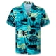 thumbnail image 2 of Camisa Cromoncent Hawaiian para hombre de manga corta, color verde azulado, talla S, 2 of 8