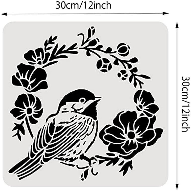 Bird Pattern Plastic Painting Stencils Templates Square Bird and Garland  Drawing Reusable Stencil for Paint Craft Wall DIY Home Decor Wood Draw 