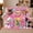 Hot Pink Puppy Party, variant on Playful Cartoon Puppies Amid Colorful Sweet Decorations, Cozy Flannel Blanket with Bright Cartoon Collage Print, Housewarming Gift for Cute Dog Enthusiasts, Home Decor for Bedroom and Living Room