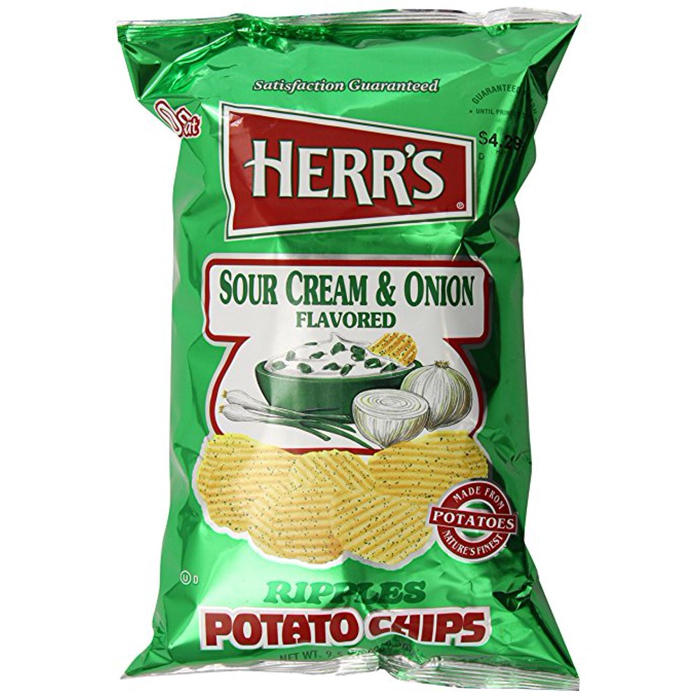 Herr's Sour Cream & Onion Ripple Potato Chips 9.5 Oz. (3 Bags)