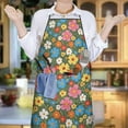 thumbnail image 6 of Pioneer Flower Floral Print Pattern Cotton Linen Apron with Pockets, Waterproof Adjustable, 33x27 Inch for Kitchen, Gardening, BBQ, Salon, 6 of 6