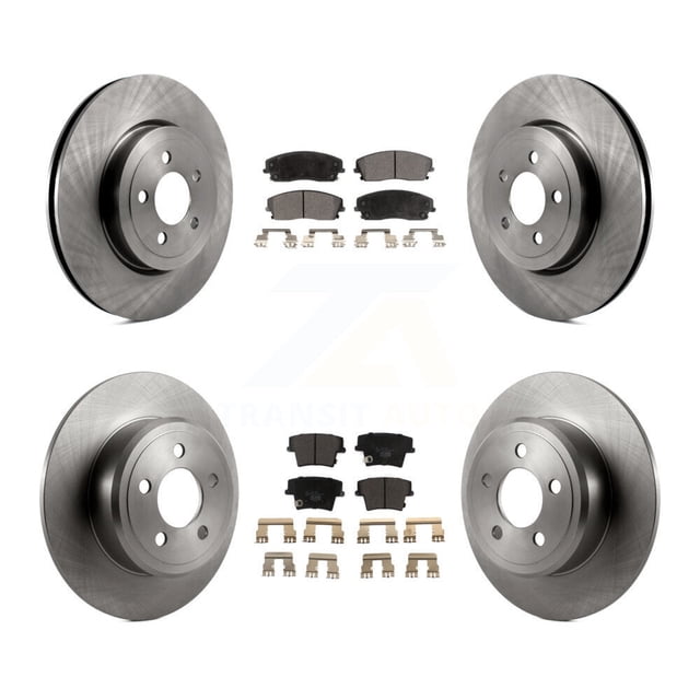 Transit Auto Front Rear Disc Brake Rotors and Ceramic Pads Kit for Car 2015-2018 Dodge Charger RWD with 3.6L with 345mm Diameter Rotor K8T-104089