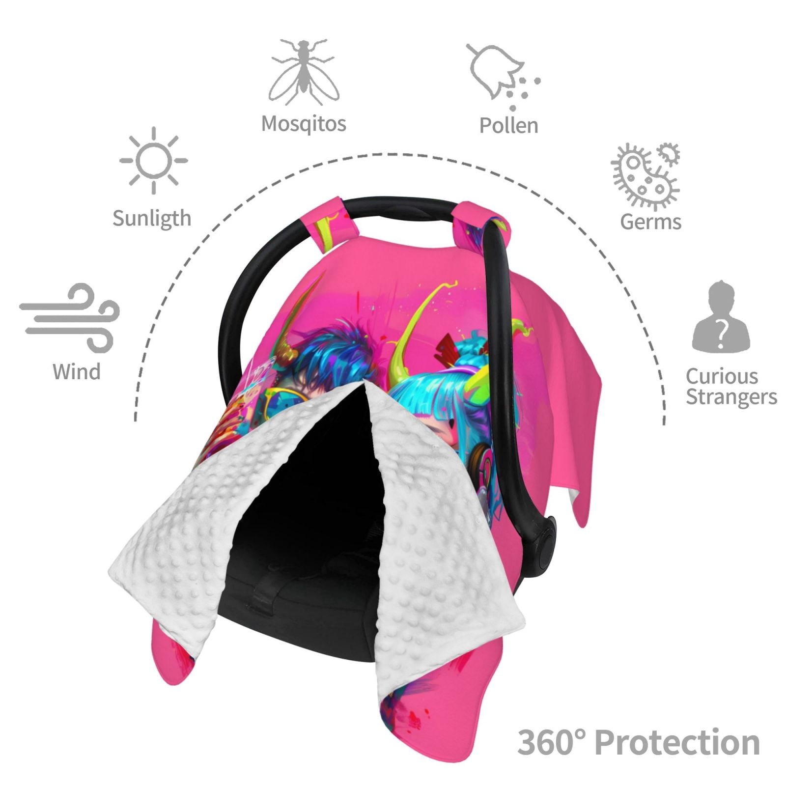 Car Seat Cover Baby - Hip Hop People No.112 Breathable Infant Car Seat Cover for Baby Carseat, Lightweight Comfort Baby Essentials Must Haves Newborn Stuff for Girl Boy