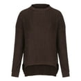 thumbnail image 4 of Tuphregyow Women Pullover Sweater Top Oversized Fuzzy Chunky Comfy Warm Crew Neck Long Sleeve Solid Trendy Knit Sweater Casual Jumper Tops Bronze One Size, 4 of 8