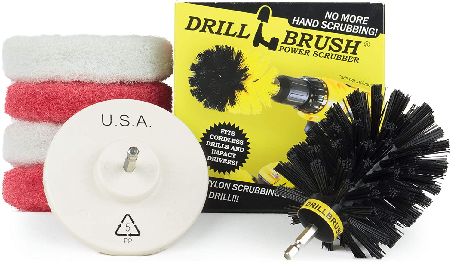 Drillbrush Power Scrub Brush and Scouring Pad Bathroom Cleaning Kit