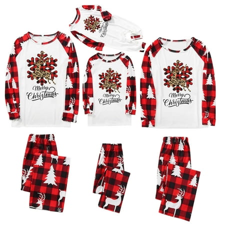 

Christmas Family Matching Pajamas Set Snowflake Plaid Print PJS Xmas Pyjamas Sleepwear for Dad Mom Kids Baby Pets