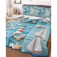 thumbnail image 3 of Quilts Twin XL Size, Nautical Beach Soft Comforter Bedding Set for Bed, Blue Coastal Starfish Lighthouse Starfish Lightweight Quilted Bedspread with Pillow Cover(2 Pieces) for All Season, 68x98 Inch, 3 of 6