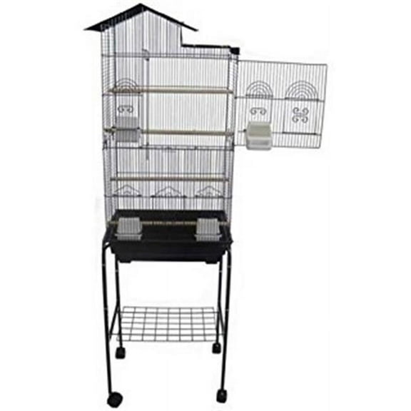 YML 1754-4724BLK Bar Spacing Villa Top Bird Cage with stand, Black