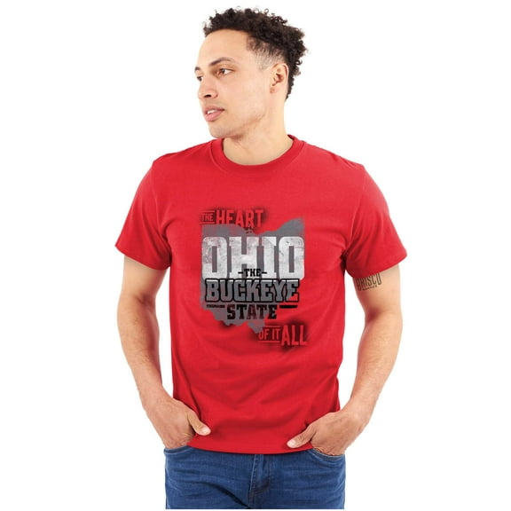 Ohio Heart of it All State Shaped Map Plus Size Crewneck Graphic Tee Shirt Brisco Brands 2X