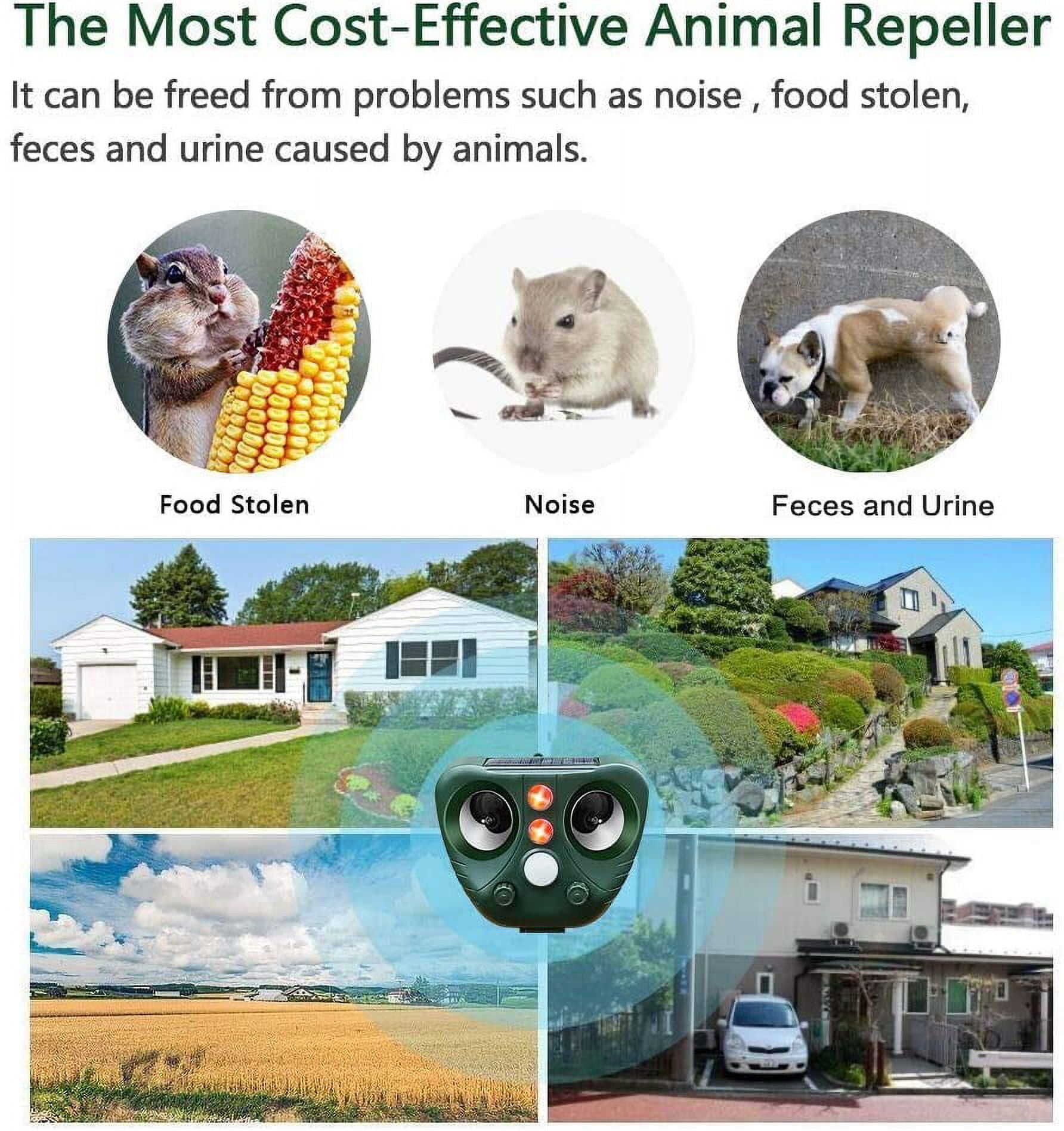 Solar Ultrasonic Animal Repeller Outdoor Cat Repellent