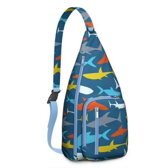 Great White Shark Print Sling Bag - Fierce Ocean Predator Design Crossbody Backpack, Water-Resistant Marine Life Shoulder Pack (Nautical Theme)