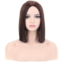 BERON Light Brown Short Straight Bob Wig for Women Heat Resistant Synthetic Hair Wigs for Daily Use