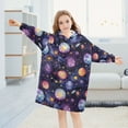 thumbnail image 5 of Dailycode Wearable Blanket Hoodie Oversized Sherpa Flannel Blankets with Pocket for 3-14 Year Old Cartoon Planet and Star, 5 of 7