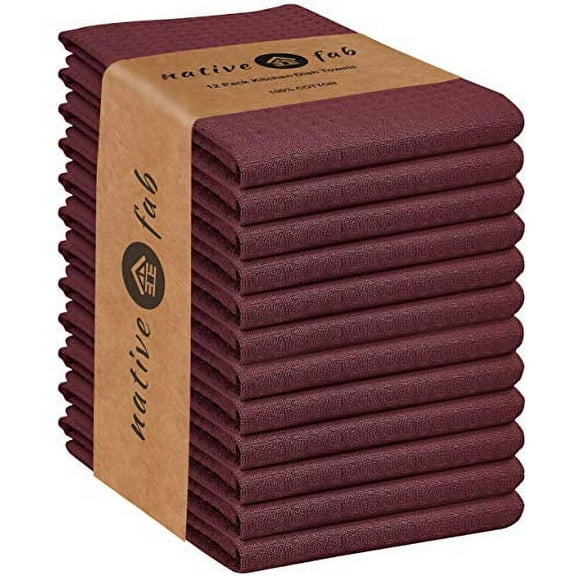Native Fab 12 Pack Cotton Waffle Dish Towels - Gray