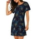 thumbnail image 2 of Fotbe Peacock Feathers Bata de Dormir para Mujer con Estampado, Camisón de Algodón de Manga Corta, Ropa de Dormir Casual, 2 of 6