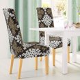 thumbnail image 3 of PiccoCasa Stretch Spandex Dining Chair Cover Floral Chair Seat Protector, Beige,Brown, 3 of 6