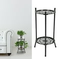 thumbnail image 3 of LIZEALUCKY 9.8''x 19.7'' 2-Tier Black Metal Indoor Flower Pot Stand, 3 of 9