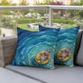 thumbnail image 3 of Funny Art Outdoor Pillow Covers Pack of 2 Summer Hippocampus Swimming Blue Sea View Oil Painting Waterproof Throw Pillow Covers Decorative Cushion Cases for Patio Garden Tent Balcony Couch 16x16 inch, 3 of 9