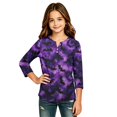 thumbnail image 3 of Pumpkin Halloween Shirt for Girls Fall Print 3/4 Sleeve T Shirt Cute Graphic Top Halloween Party Outfit Kids Casual Holiday Wear,5-6 Years,Dark Purple, 3 of 6
