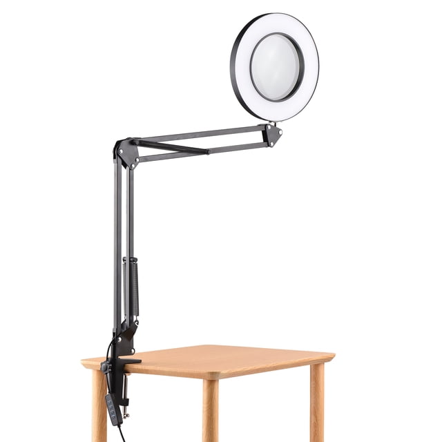 Lámpara de escritorio con aumento de 5 aumentos con abrazadera, luz LED para el cuidado de los ojos, Abanopi Lámpara