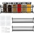 thumbnail image 1 of Juego de 2 especieros - Especiero de cocina sin taladro - Especiero de metal para paredes y armarios de cocina Organizar tarros de especias - Negro, 29,2 x 6,5 x 6,5 cm ACTIVE Biensenido a ACTIVE, 1 of 5