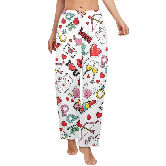 Ladies Sleeping Pajama Pants - Valentine Graffiti - Women's Pajamas - XS
